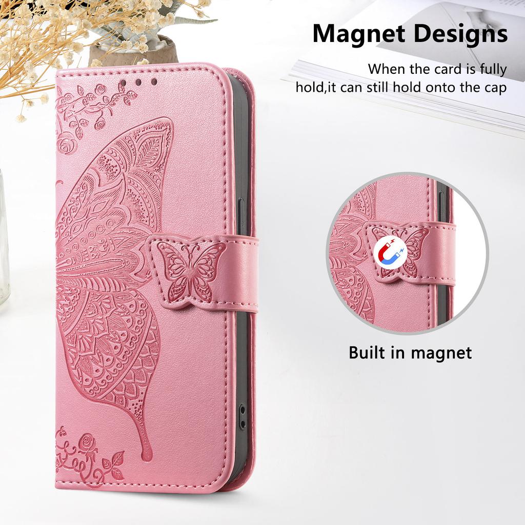 For Motorola Moto G86 Power 5G Case with Strap Butterfly Pattern PU Leather Wallet Phone Cover