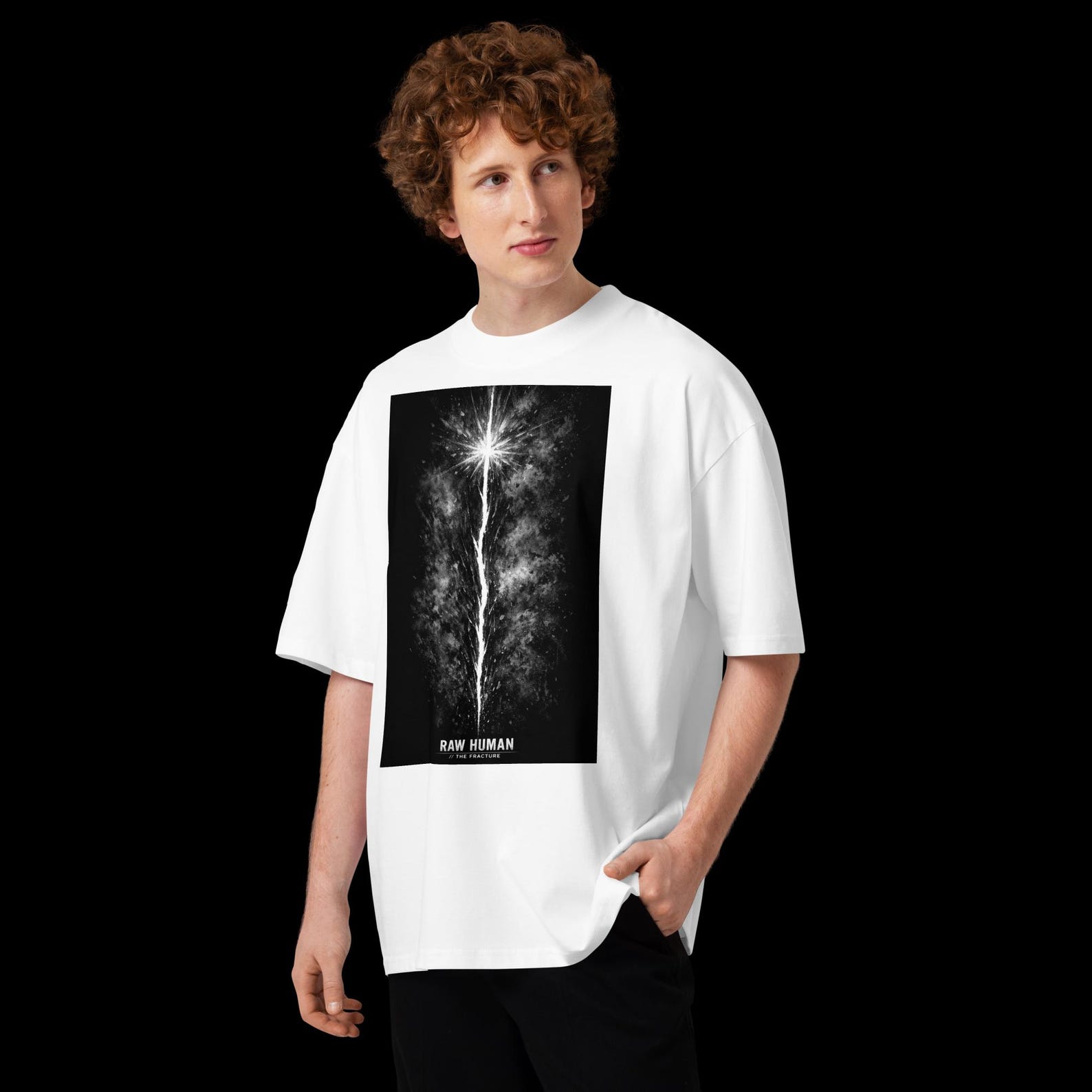 Unisex organic oversized high neck t-shirt - Raw Human - THE FRACTURE S