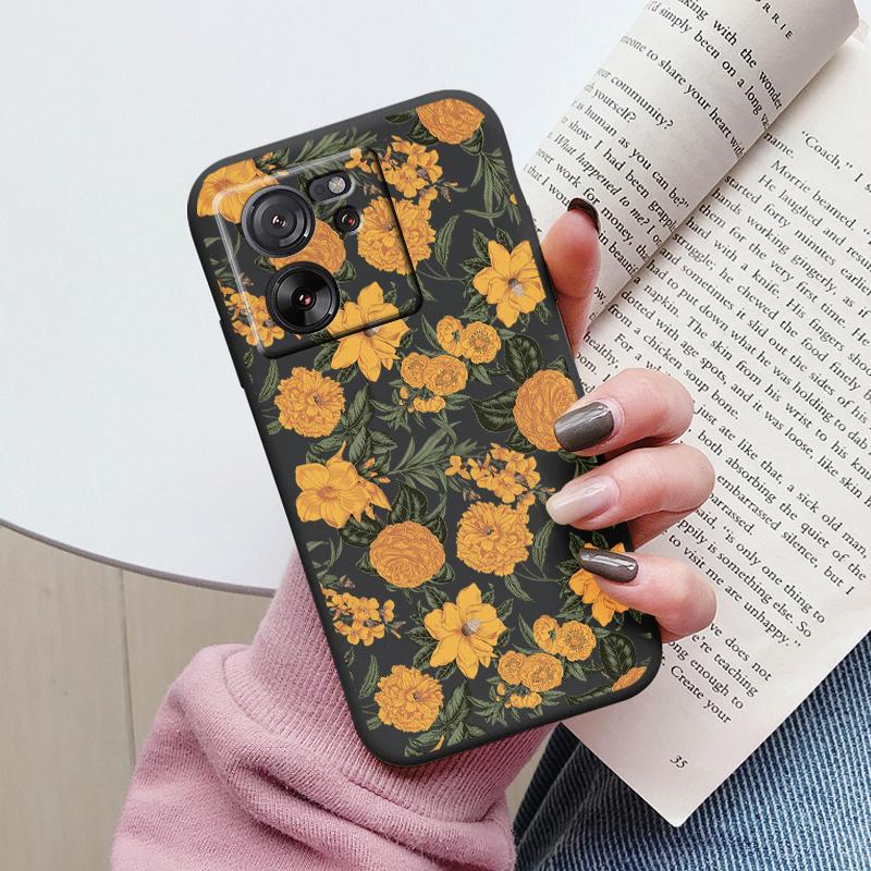 For Xiaomi 13T Pro Case TPU Soft Silicone Coque Flower Pattern Cartoon Painted Phone Cover For Xiaomi 13T Back Protection Capa
