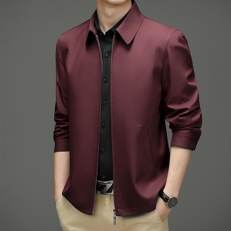 Men's Lapel Jacket Jacket Middle-aged and Elderly Casual Trendy with Dad's Spring and Autumn Fit Top