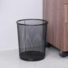 Metal Mesh Trash Can Round Open Waste Basket Garbage Container Bin for Home Kitchen Bathroom Office Room Black