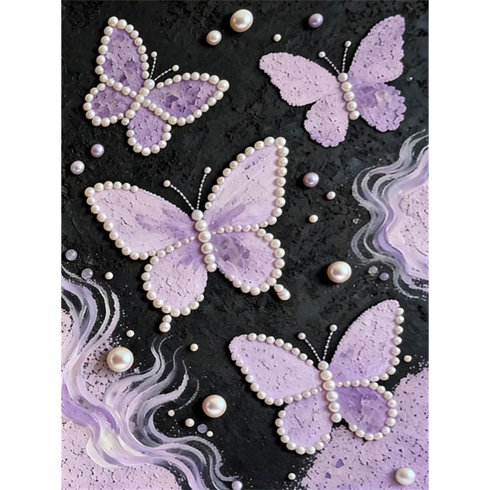 

Crystal Pearl Painting 5D DIY Frame Decoration Painting Purple Butterfly Home Wall Decoration Transparent Pearl Gemstone Painting Picture Art Crafts 35x45cm