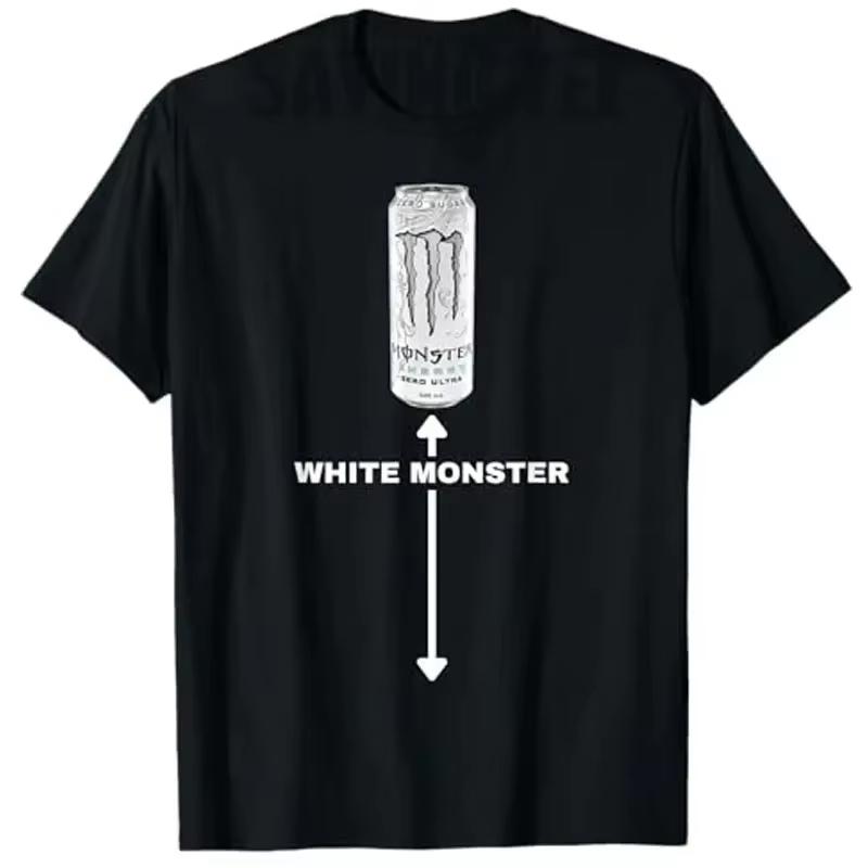 

2026 New White Monster Funny Graphic Meme TShirt Men Women Cotton Tees Short Sleeve HigTshirt Unisex Summer Tops Vintage S