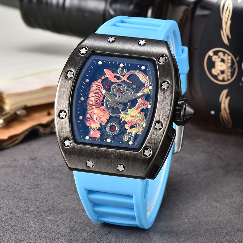 New Dragon Tiger Pattern Lassa Quartz Watch Men's Three-Pin Fashion Trend Calendar Watch