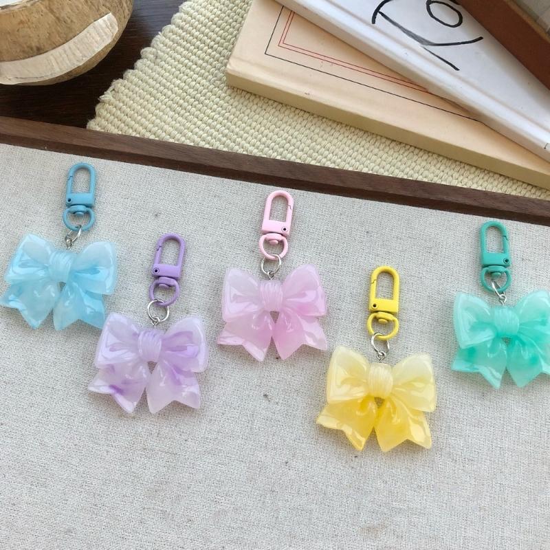 Trendy Resin Bowknot Keychain Decorative Charm Multiple Color Personalize Gifts Decoration for Special Occasions