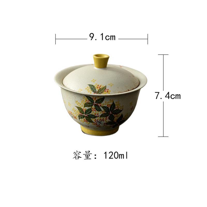 

Hand-painted Osmanthus Gaiwan Ancient Tea Tureen Household Tea Bowl With Lid Kit Tea Making Cover Bowl Tea Items Supplies Craft
