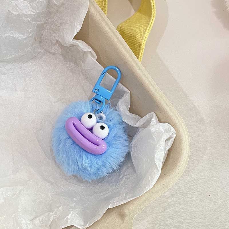 Funny Sausage Mouth Keychain - Cute Plush Hairball Pendant for Backpacks & Car Keys, Whimsical Bag Charm Accessory Gift