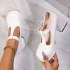 Fashion Shoes Female 2025 Mary Janes Women's High Heels Plus Size Dress Pumps Women Round Toe Buckle Strap Chunky Heels Shoes Women