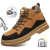 Mode wasserdichte Herren Sicherheitsarbeitsstiefel mit Stahlkappe Anti-Smashing Sneakers Hochtemperaturbeständige Schweißschuhe