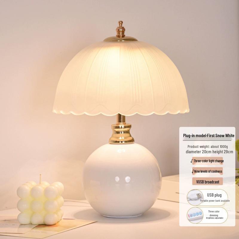 2025 Cream Style Luxury Bedside Table Lamp: Elegant Wedding Night Light