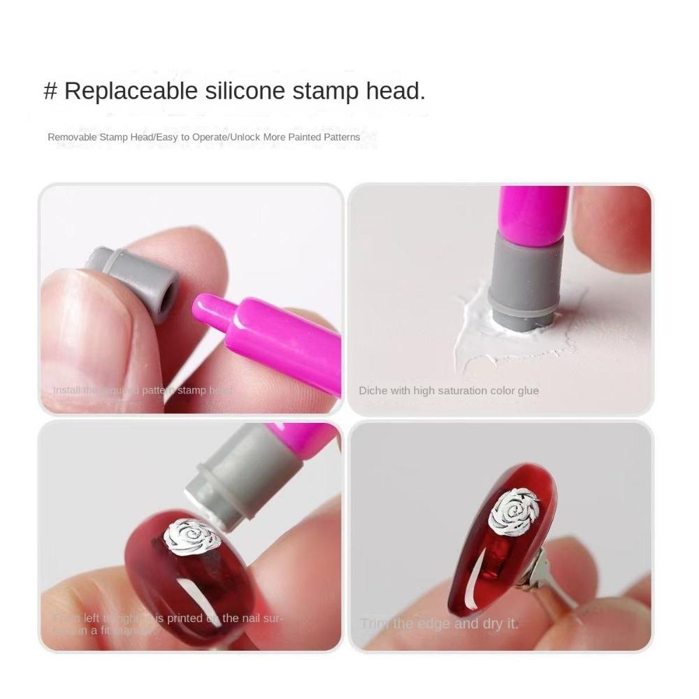 Non-Alcoholic Nail Template Easy  DIY Manicure Carving Mold Nail Art Stamp Pen  Manicure Tool