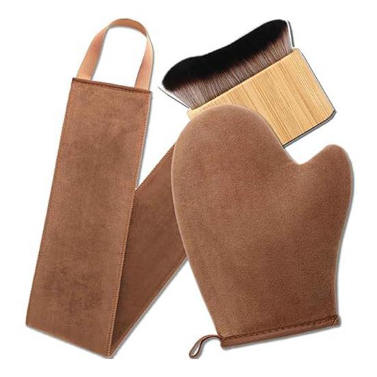 Self-Tanning Mitt Set with Waterproof Lining Double-Sided Self Tanner Glove Applicator Face Body Back Applicator Brush
