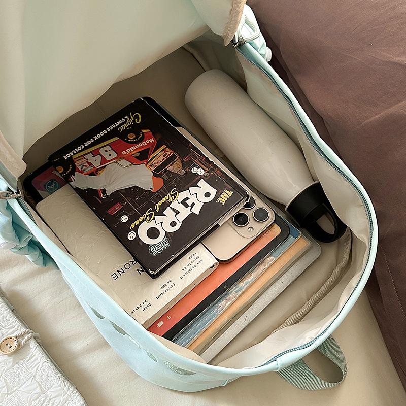 Schoolbag Korean Version Schoolbag Female Simple Style New Solid Color Japanese Backpack College Style Versatile Male Junior High School Student