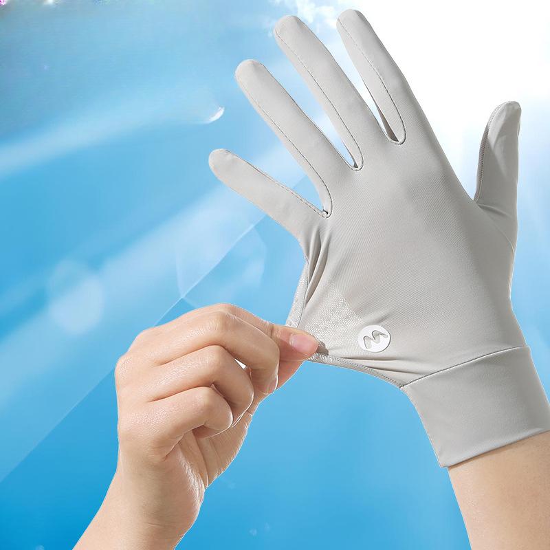 Ice Silk Sunscreen Gloves for Women In Summer Thin UV Proof Driving Special Finger Exposed Anti Slip Touch Screen Riding Electric Bike