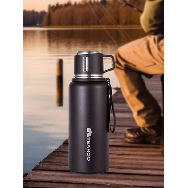 Large-Capacity Thermos Cup with Tea-Water Separation, All-Steel, Portable for Outdoor Use, Suitable for Car Use in Winter, with Handle for Brewing Tea