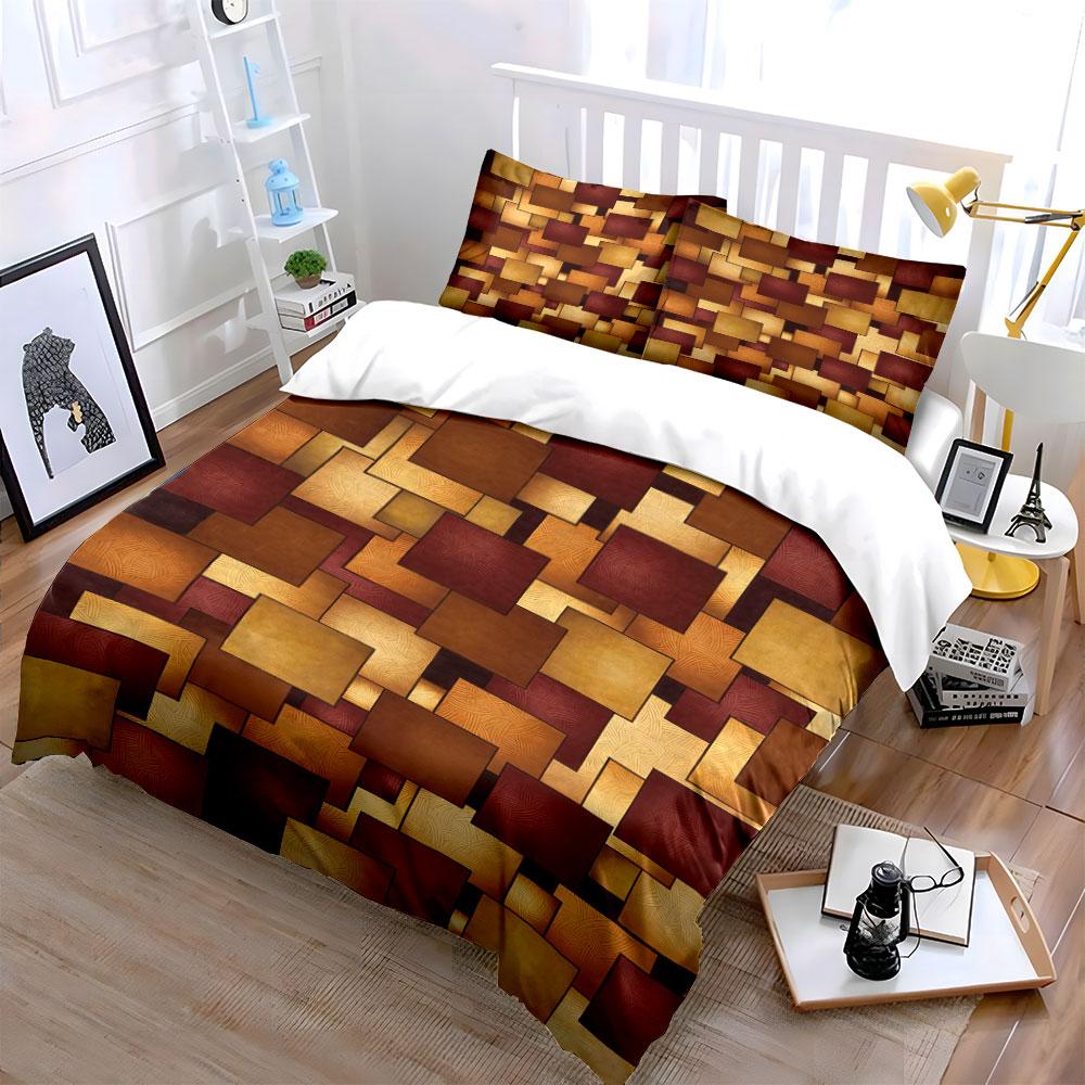 Rectangles In Earthy Tones. Bedding Sets Duvet Cover Sets Duvet Covers Pillowcases(1 * Duvet Cover 2 * Pillowcases Without Duvet Insert)