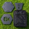 cacomi Rokuen Black Steel Finish Compact Folding Fire Pit Made in Japan Solo Use Easy Assembly Rugged Iron Hexagonal Shape Original Design by Shinsei