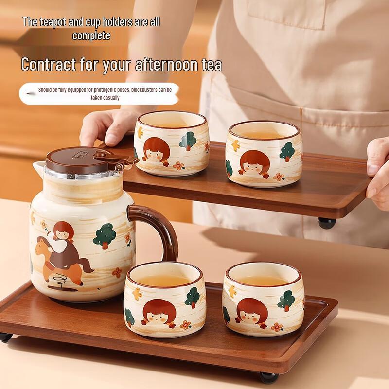 PAKCHOICE Nordic Ceramic Tea Set with Tray
