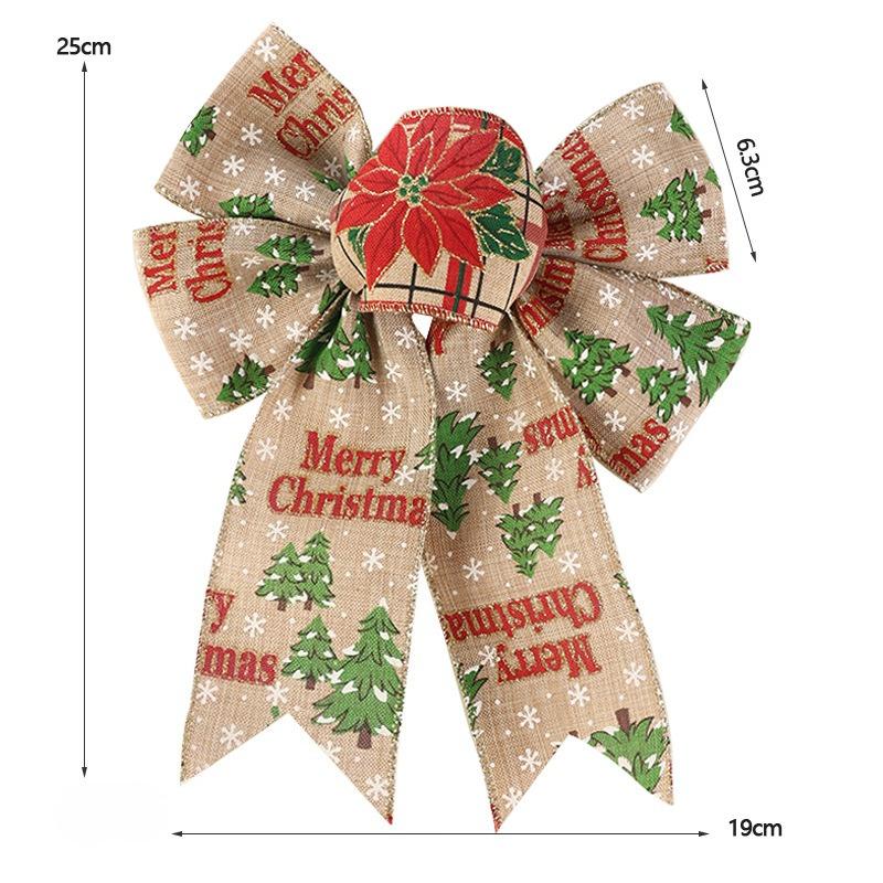 2pcs Decoration Bow Christmas Tree Pattern Print Party Decorative