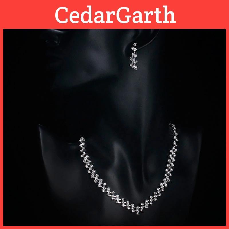 Minimalist Water Cube Necklace And Earrings Set For Brides And Women