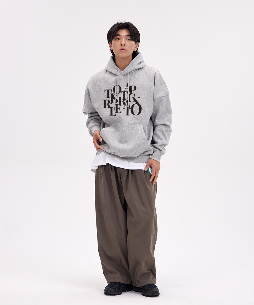Big Logo Oversized Wide Shoulder Hoodie_Melange