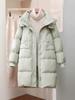 Women's 2025 Slimming Mid-Length Hooded Winter Down Jacket - White Duck Down, Thick, Fashionable, Petite Fit