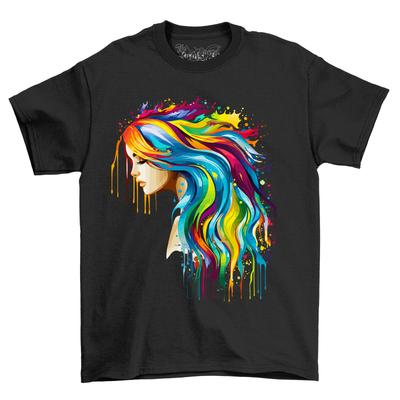 Meerjungfrauen-Farbtropfen-Design T-Shirt Herren Damen Tees Top - Tauche ein in Stil! Lustiges T-Shirt Herren Damen Tops, Unisex Print