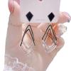 New double rhombus geometric earrings women's Korea Dongdaemun 911 silver needle fashion exaggerated thin earrings