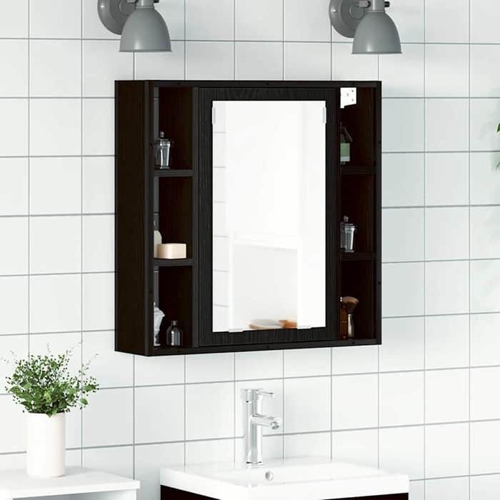 VidaXL Bathroom Mirror Cabinet Black Oak Engineered Wood, Vanity Cabinet with Mirror, Mirror Cabinet, 862228