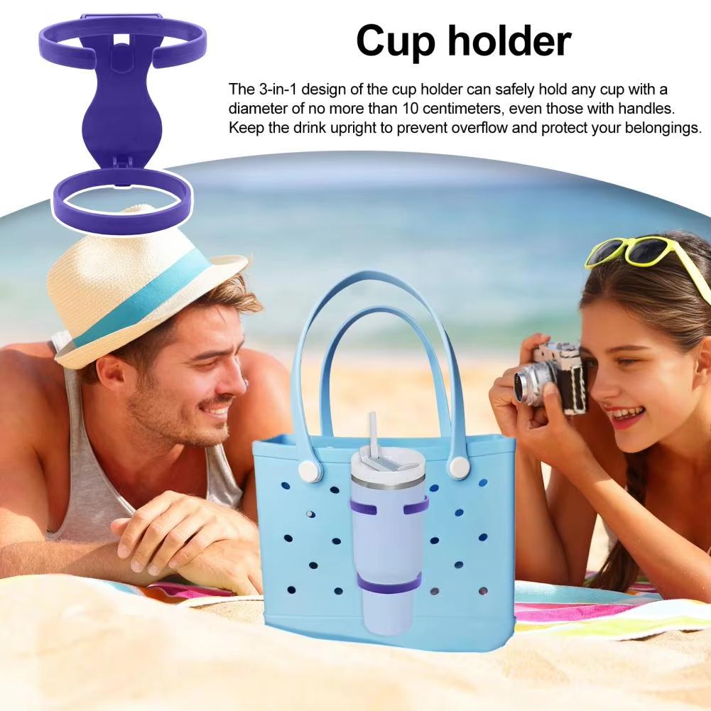 Cup Holder For Bogg Bag Adjustable Plastic Water Bottle Holder For Beach Tote Bag 30/40 Ounces Plug-in Drink Holder