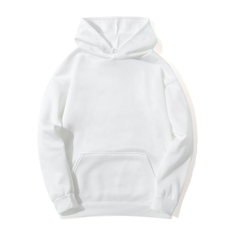 European and American Women's Loose Plus Size Fleece-Lined Hooded Sweatshirt, Solid Color, Long Sleeve, New Autumn/Winter Style.