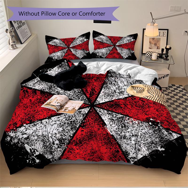 3pcs Creative Design Resident Evil Print Bedding Set (1 Cover + 2 Pillowcases, Without Inserts), This Printed Bedding Set Is Soft and