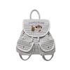 Letter Small Dog Embroidered Checkered Pattern Cartoon Backpack For Daily Use