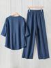 Plus Size Women's Casual Breathable Two-Piece Woven Set