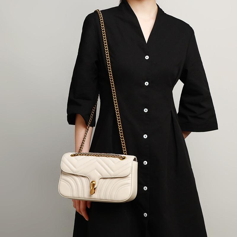 2025 New Fashion Chain Bag Light Luxury Fashion Versatile Crossbody Bag Single Shoulder Underarm Bag Genuine Leather Women's Bag