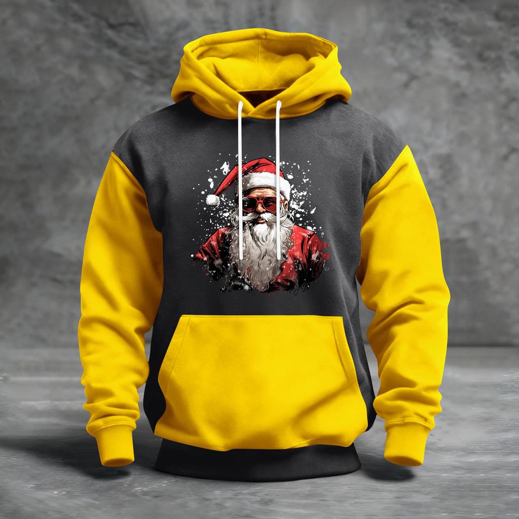 Herren Weihnachten Print Colorblock Kapuzenpullover Lässig Sport Komfort Sweatshirt