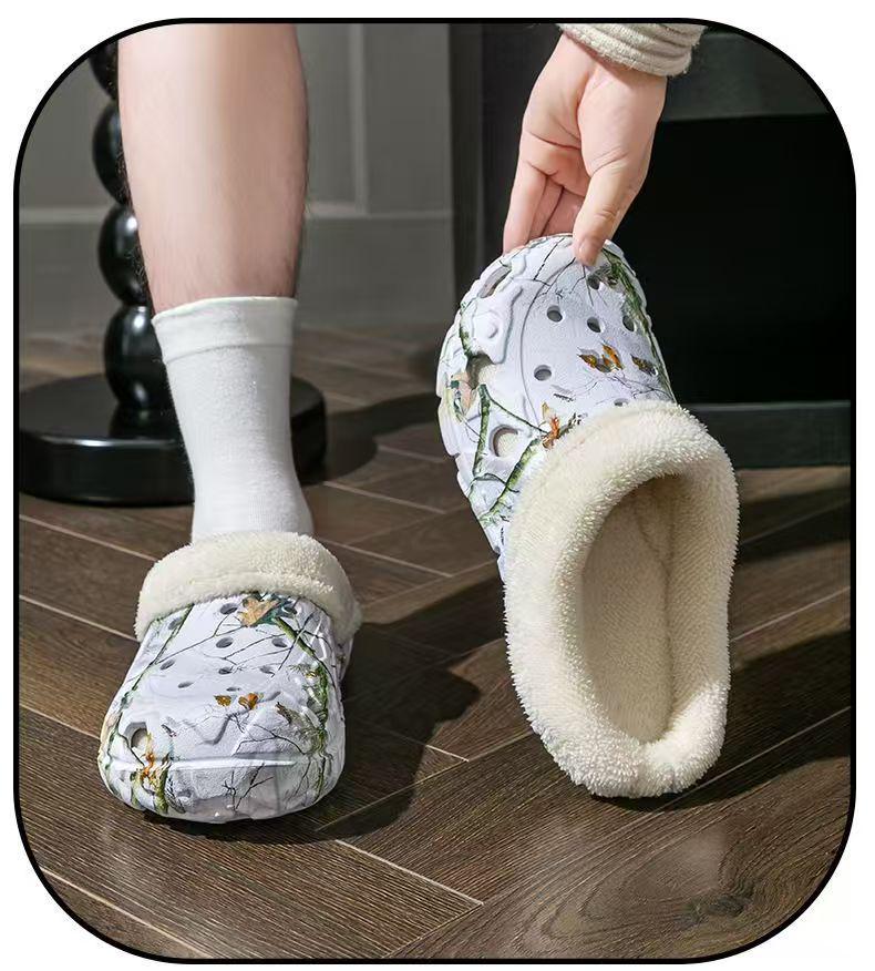 Women's Thick-Soled EVA Cotton Slippers - Cute European & American Style Closed-Toe Winter Warm Home Shoes