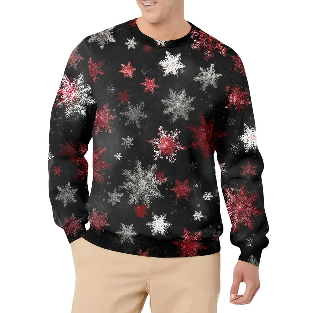 Men's Casual Fashion Printed Round Neck Pullover Sweatshirt