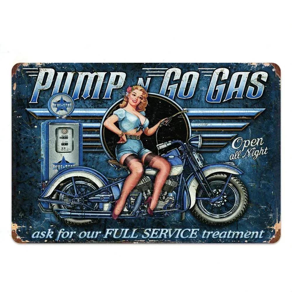 Signs Vintage Shabby Metal Tin Sign Motorcycle Rider Poster Art Tinplate Plaques Garage Motor Club Decor Painting Art Wall Plate