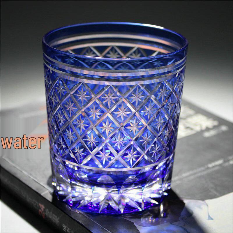 Japanese Edo Kiriko Hand-Carved Crystal Whiskey Glass