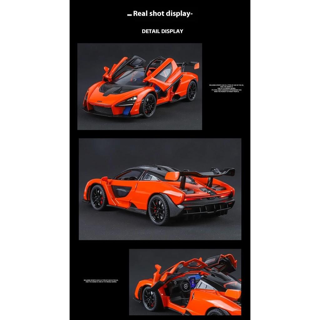 1/24 Mclaren Senna Super Sports Mini GT Alloy Diecast Model Vehicle Simulation Sound & Light Birthday Gifts Box for Boyfriend