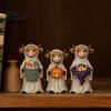 Seasonal Home Decoration 3Pcs Halloween Ghost Highland Cow Figurines, Resin Yak Statues with Pumpkin, Farmhouse Porch Garden Statuette Tabletop