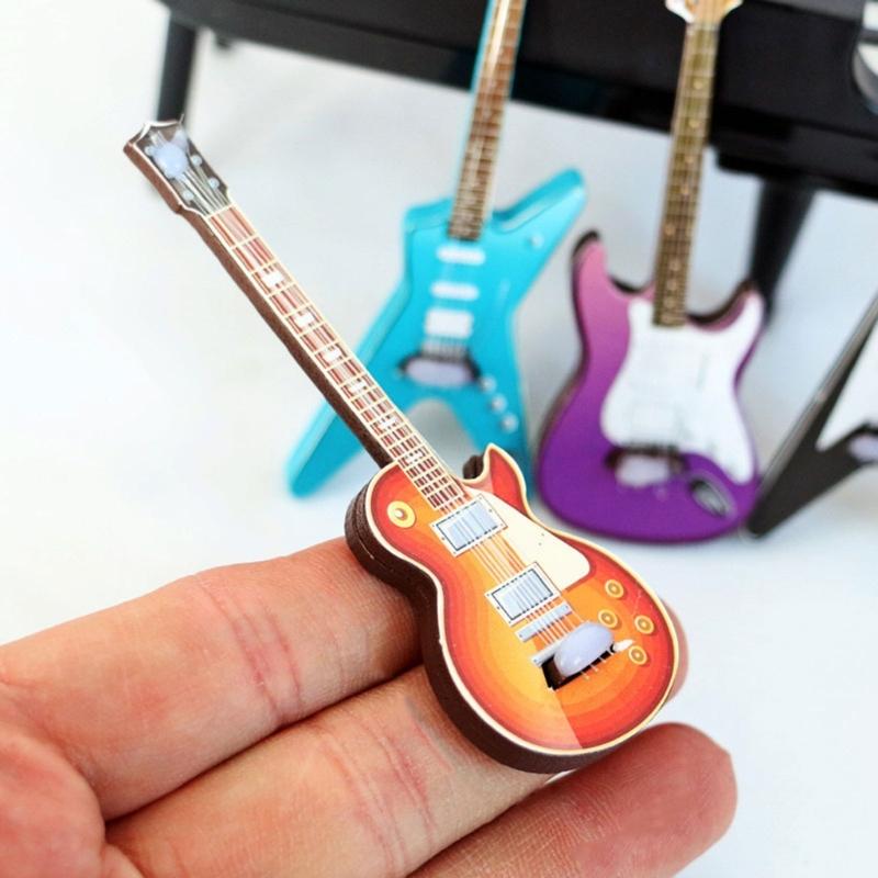 1:12 Dollhouse Miniature Instrument Guitar Model Decorative Ornament Crafts Household for Children Girls Boys Wedding
