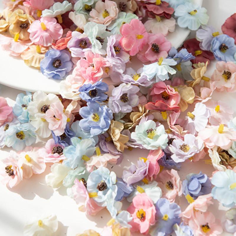 50Pcs Mini Multicolor Artificial Rose Flowers Heads Silk Fake Flowers for Home Dceor Wedding Decora Craft Wreath Gifts Accessory