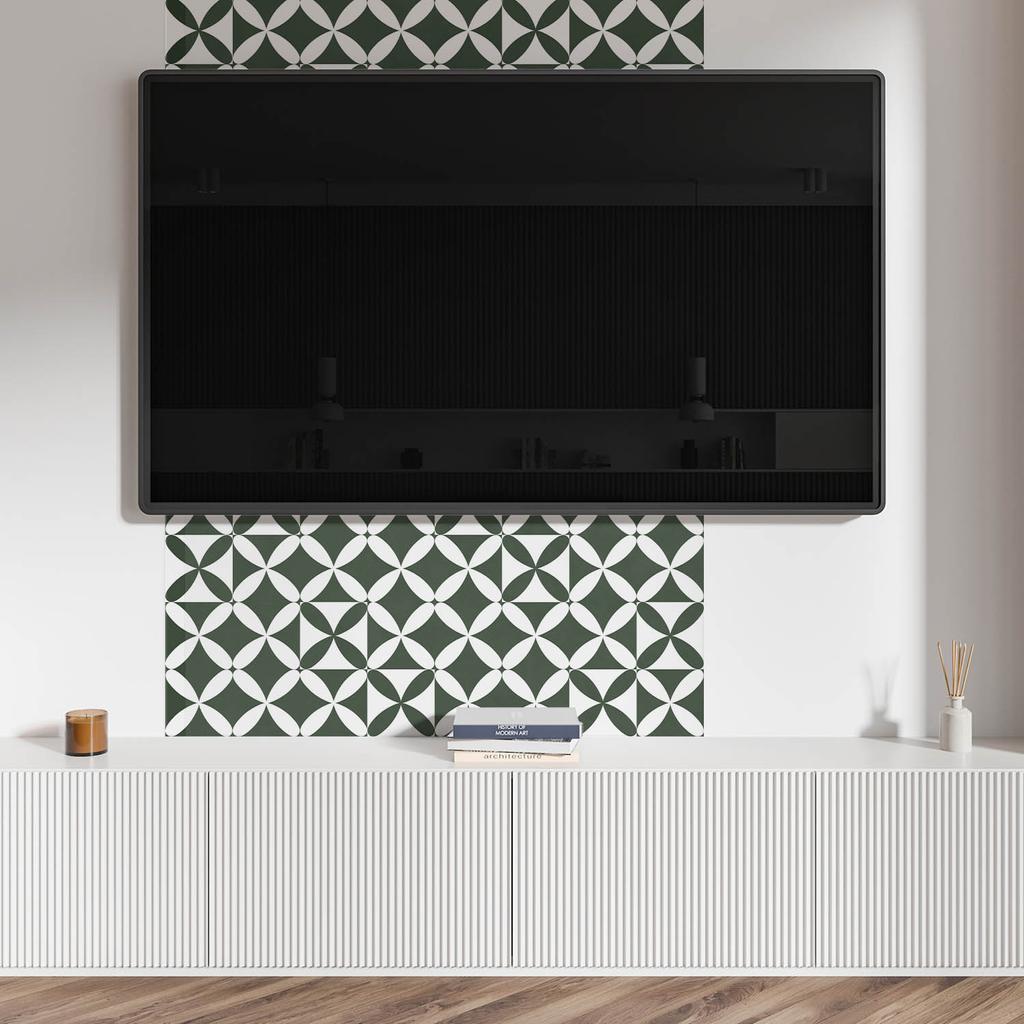 Printed Vinyl Wall Panel for Dining Room 100x50 cm Geometric Checkerboard Pattern