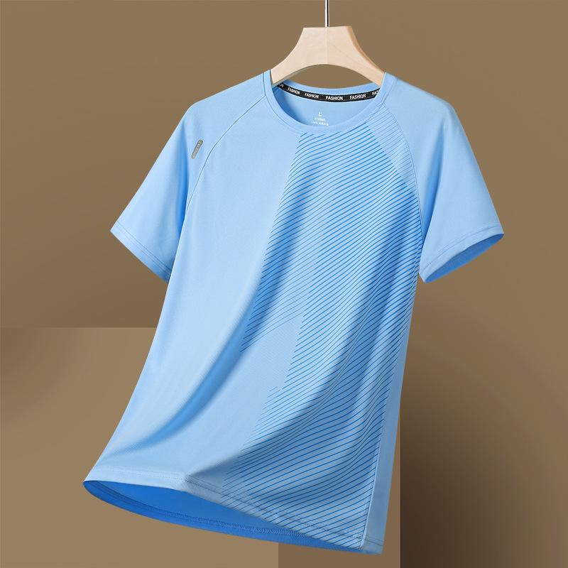Short-sleeved T-shirt For Men, Loose Sports Top, Versatile Thin Half-sleeve Quick-drying Ice Silk T-shirt For Men