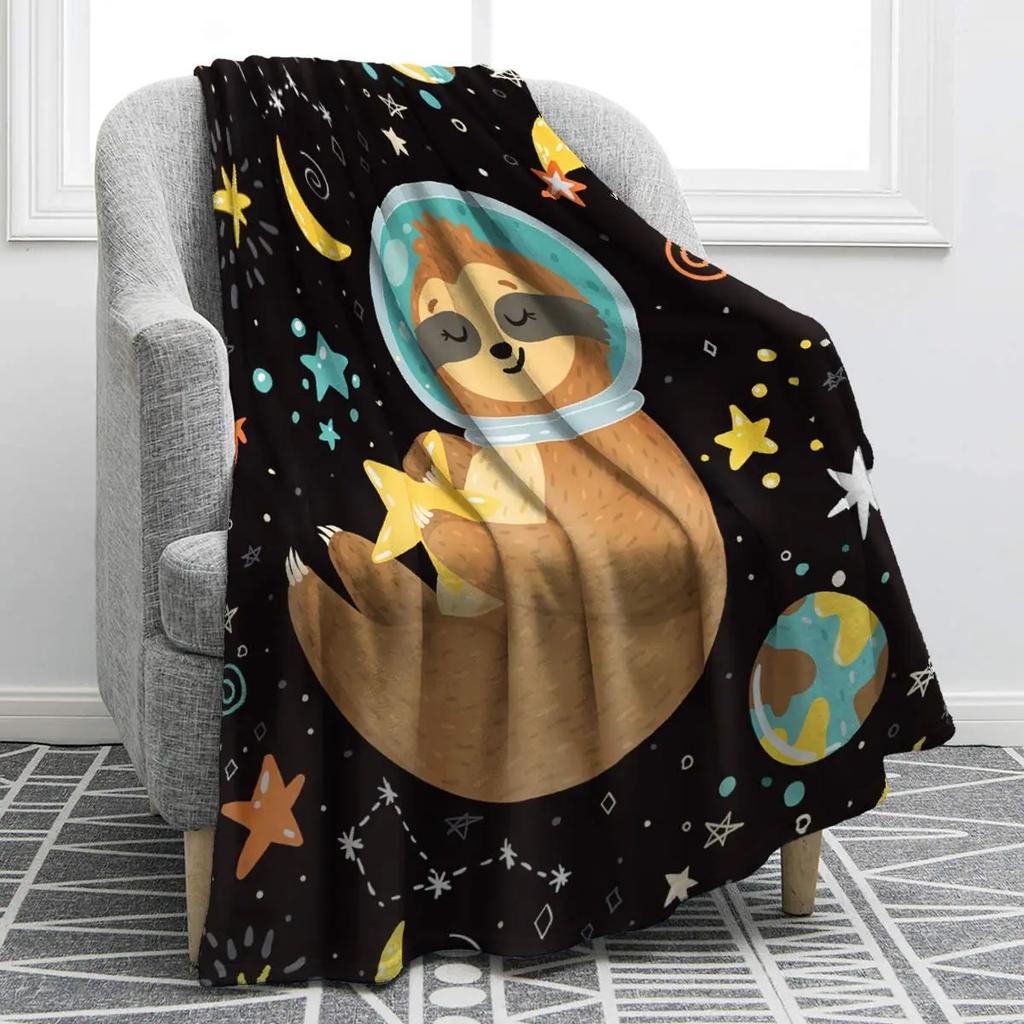 Cartoon Sloth Flannel Throw Blanket Cute Wild Animals Lazy Sloth Blanket for Bed Sofa Couch Warm Lightweight Super Soft Blanket