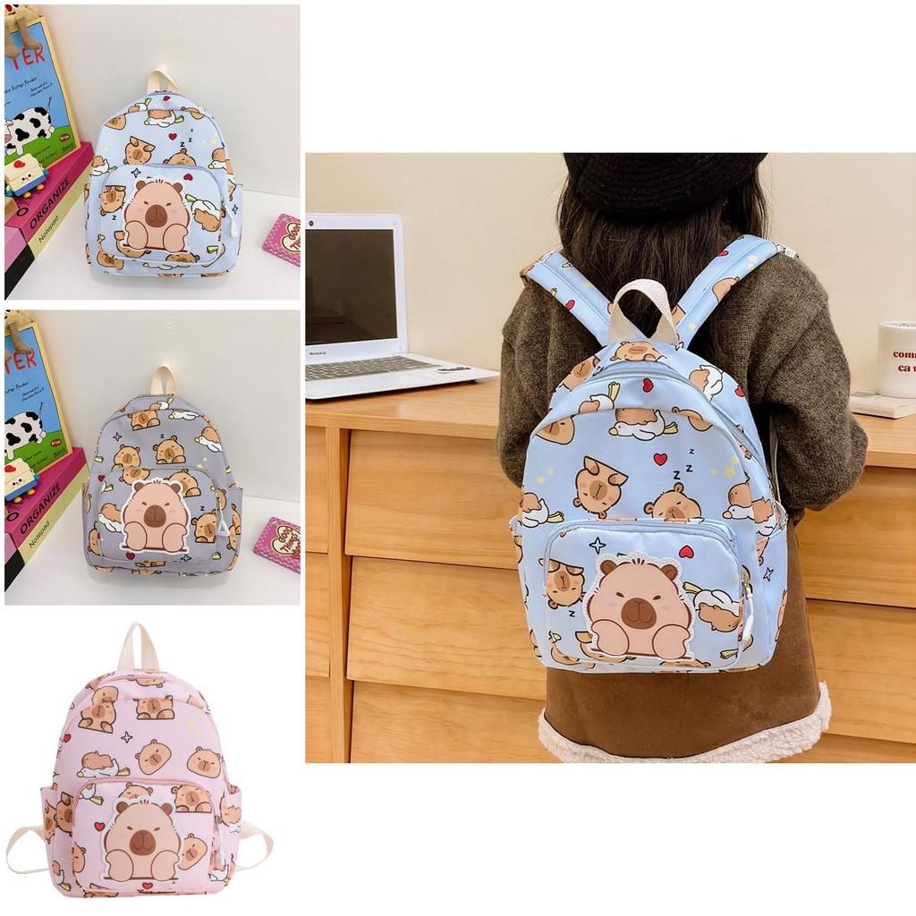 Lightweight Capybara Kids Backpack With Cartoon Design Ideal For School And Play