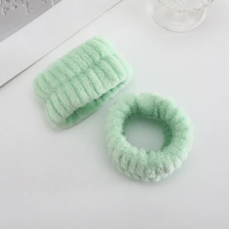 Dames Make-up Koraal Fleece Hoofdband Gezicht Wassen Zachte Haarklem Elastische Top Knoop Haarelastiekjes Meisjes Hoofddeksel Haaraccessoires gray