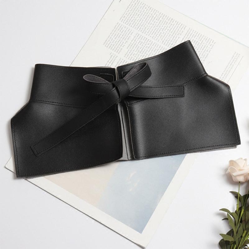 Women Dress Belt Fashion Chic Pu Leather Pleated Skirt Peplum Cincher Belt Wide Waistband Skirt Belt Leather Cummerbunds